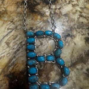 Turquoise Beaded Initial Necklace